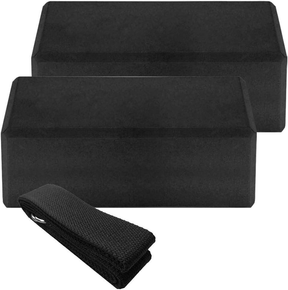 Stability Blocks Yoga Strap Set - 2 Pieces Eva + 1Pieccs Cotton For Pilates Meditation