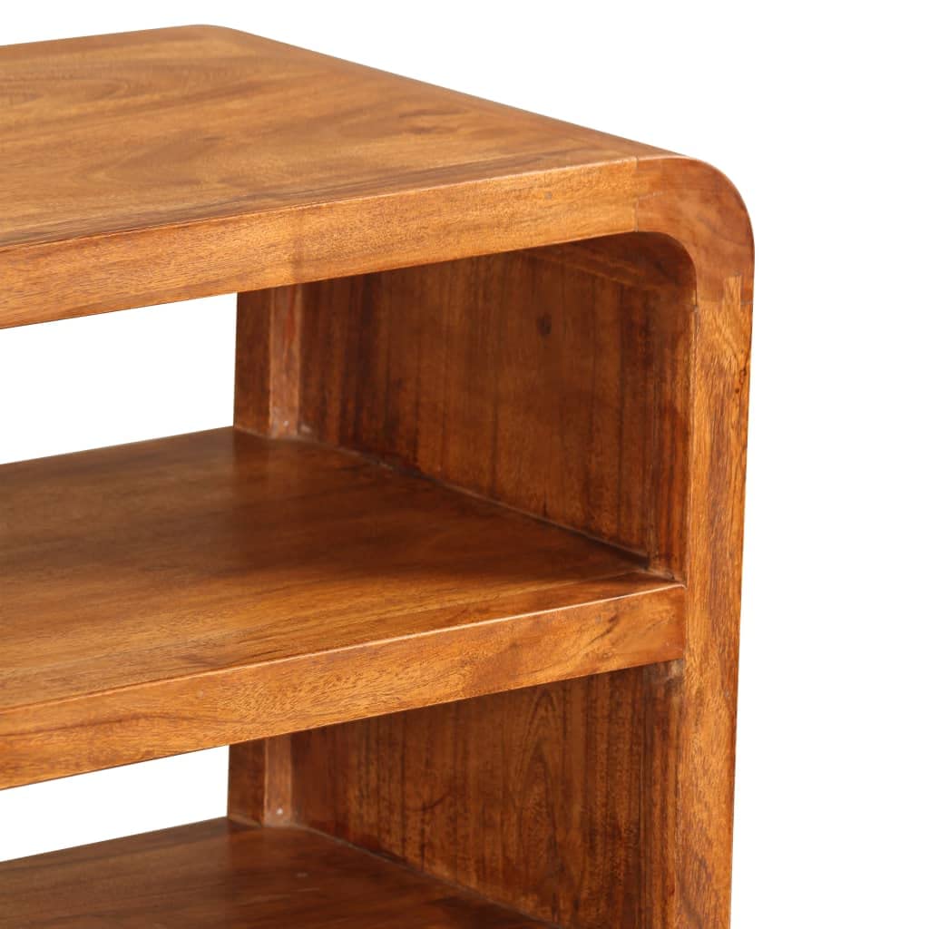 Mueble TV de madera maciza acacia 90x30x55 cm con 2 estantes y 3 cajones