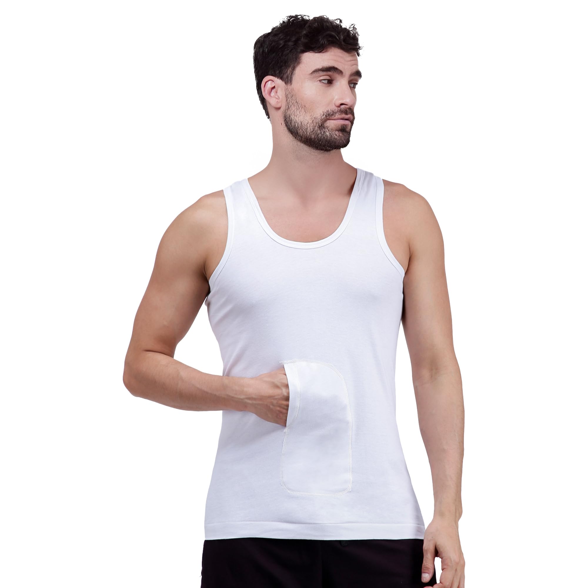 amul comfy Men's Pure Cotton White Pocket Vest-picture-32