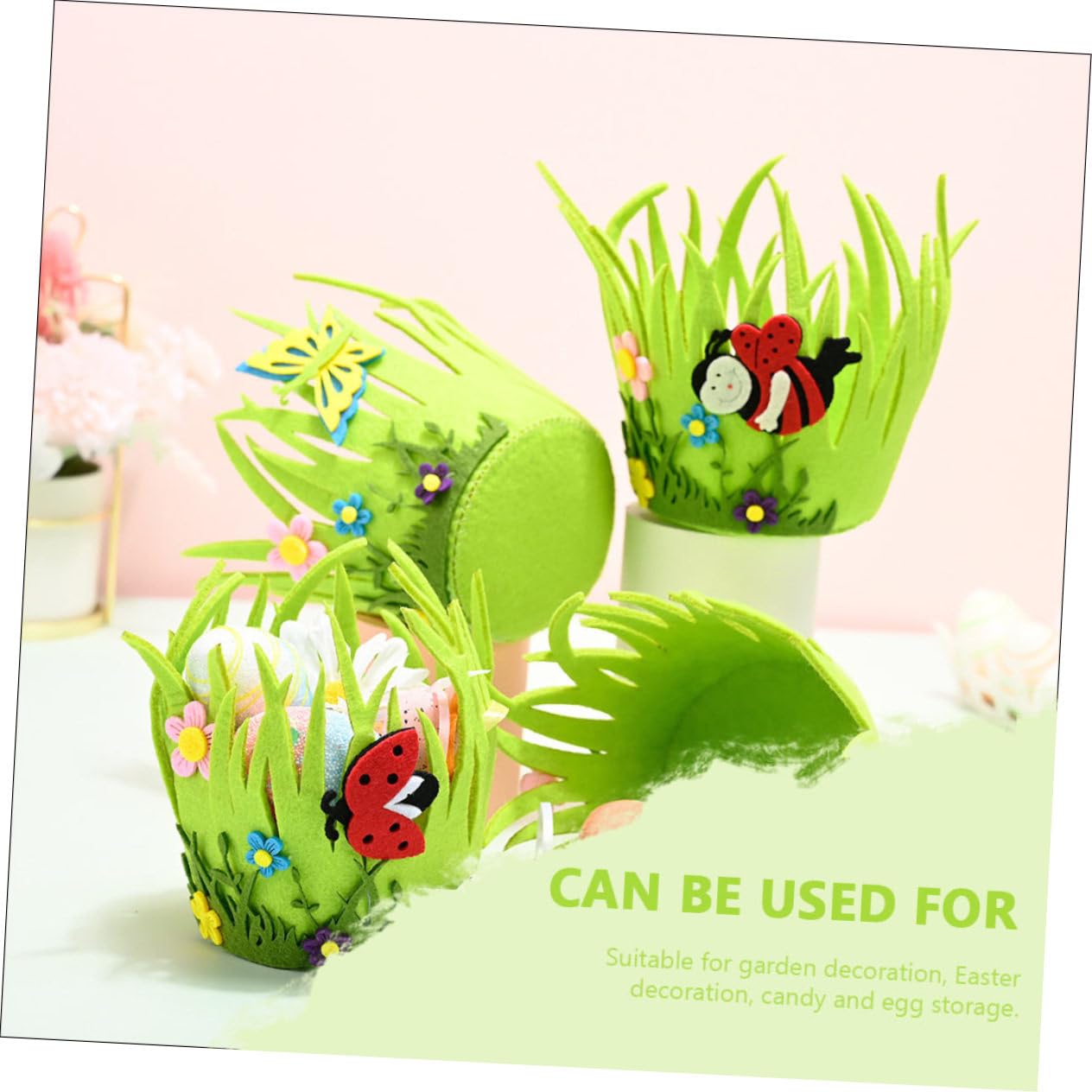 Amosfun 3 Set Cestino Per Uova Decorare Cestino A Tema Pasquale Decorazioni Uova Riempibili Giocattoli Pasquali Cestino in Feltro Gonfiabile Di Natale Green Tessuto Non Tessuto 4 Pezzi * 3