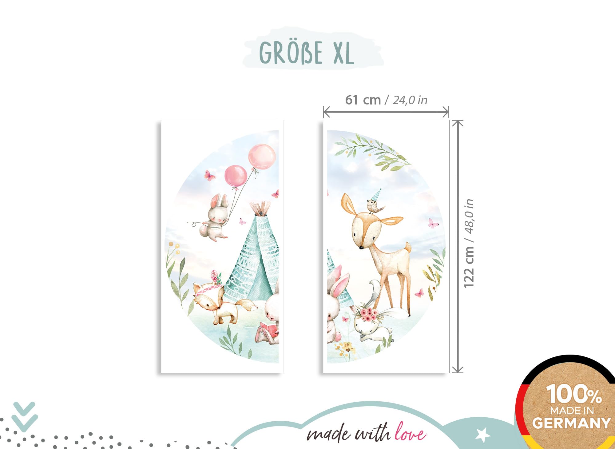 Little Deco DL638-4-XL Naklejka ścienna dekoracyjna - Tapeta do pokoju dziecięcego, chłopca, wzór zwierzęcy