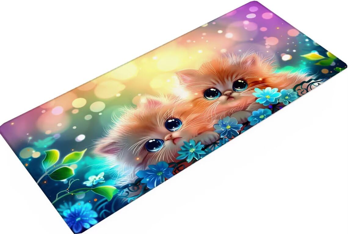 Alfombrilla Ratón Fantasía Alfombrilla Escritorio Gato Mouse Pad Gaming Duradera, Mouse Pad Grande Gaming Mejora Precisión y La Velocidad, Antideslizante Desk Mat para PC, Oficina 1600x800x3mm Y2-491