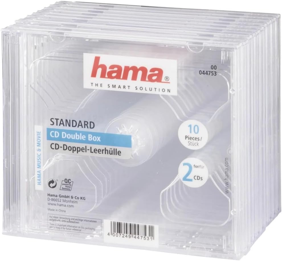 Dual CD/DVD Jewel Double Case, 10 Pieces Per Pack - (2 Discs Capacity per Case) - Clear