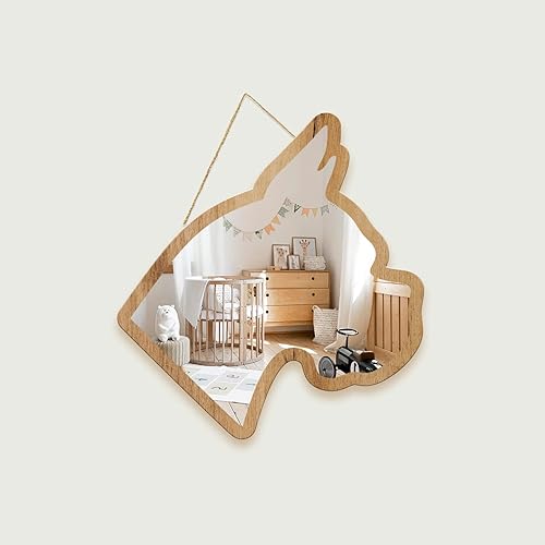 Lindo perro con diseño de madera natural plateada enmarcado acrílico para colgar espejo de pared pegatinas decorativas bebé niños adolescentes