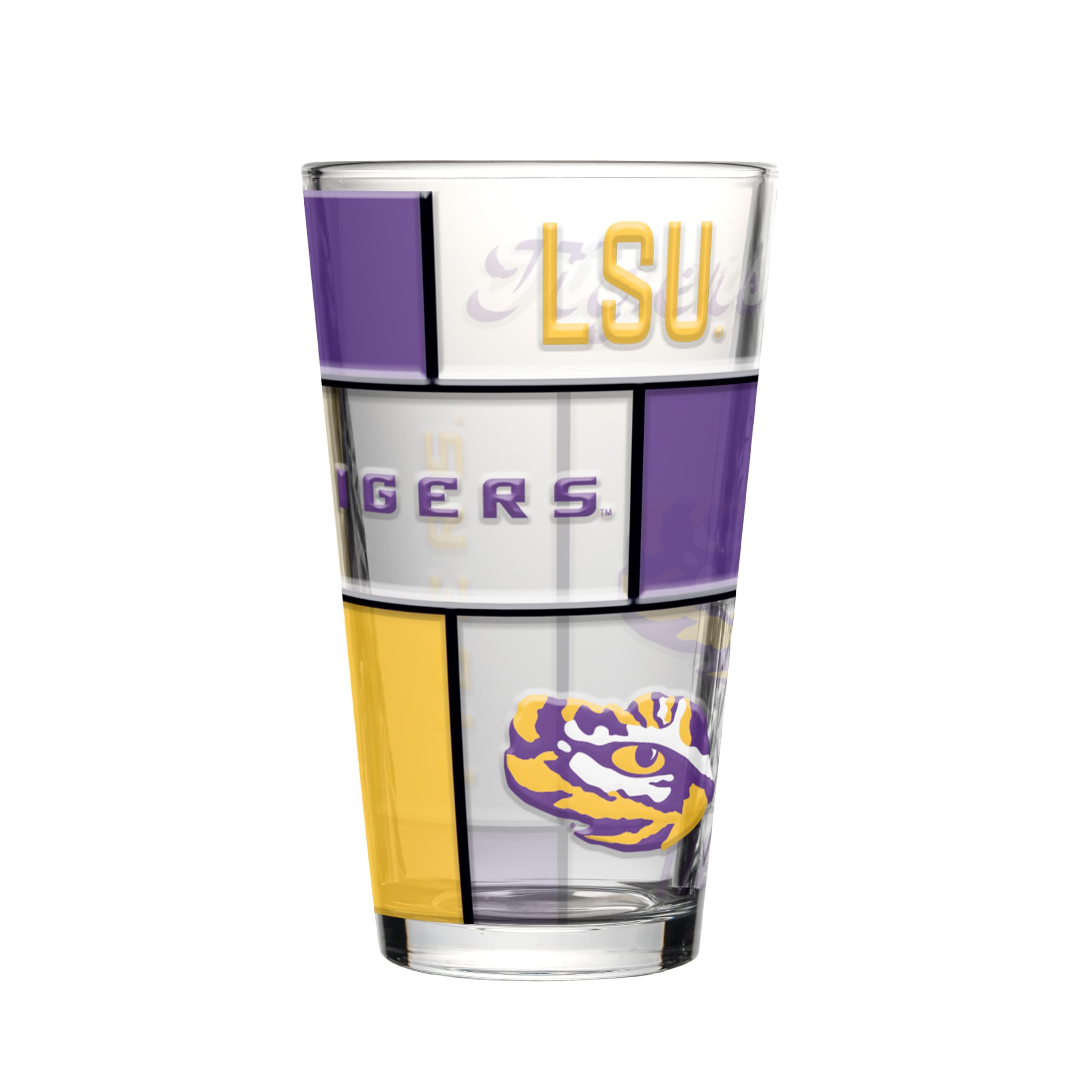 Logo Brands NCAA oz Stained Glass Pint Glass - 3D Embossed Logo &amp; Bold Team Colors – Durable Sports Fan Beer Glass for Home, Bar &amp; Tailgates
