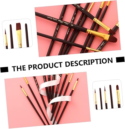 Miniatura 4 de EXCEART Cepillo de pelo de nailon, 60 unidades, pincel de acuarela, pinceles de gouache, cepillo de aceite acrílico, cepillo antidesprendimiento,