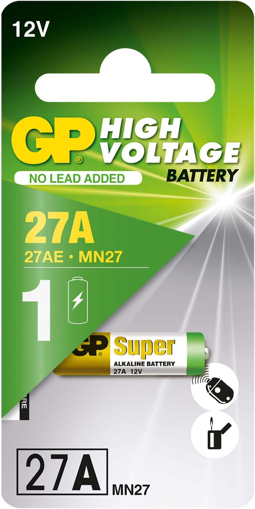 High Voltage Alkaline Disposable Battery, 12V, 27A, 20mAh
