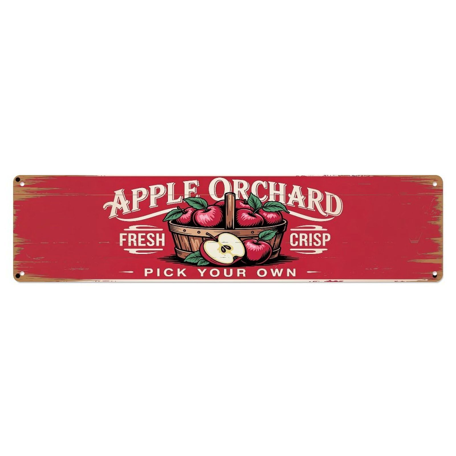 Apple Orchard Fresh Crisp Basket Metal Tin Sign Plaque