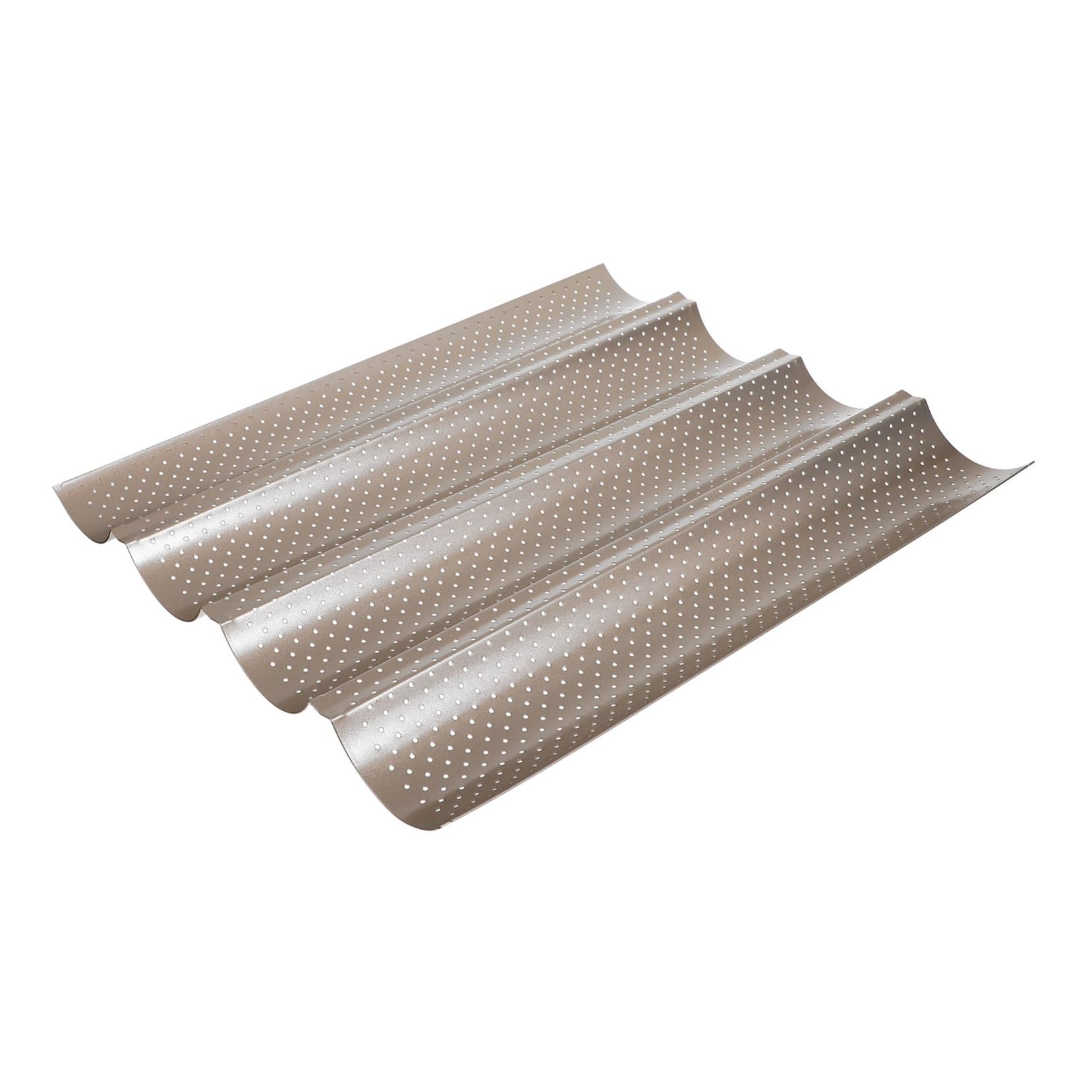 VALICLUD Molde Bandeja Pan Francés Antiadherente Ranuras Hornear 4 para de de Acero al Carbono Dorada para Baguettes y Hot Dogs