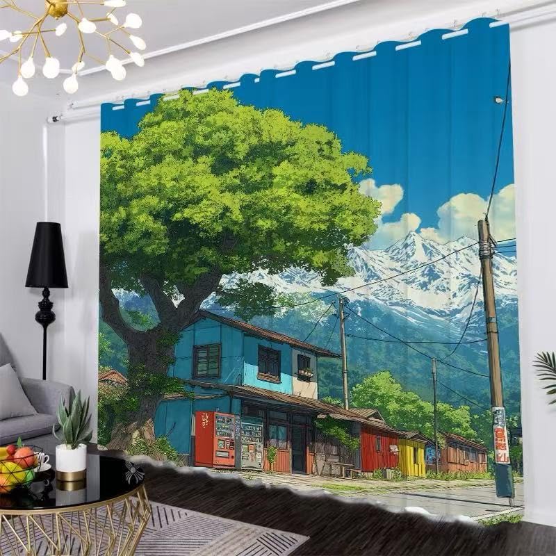 Rideau occultant enfant 117x137cm lot de 2 isolant thermique à oeillets boutique sous un arbre