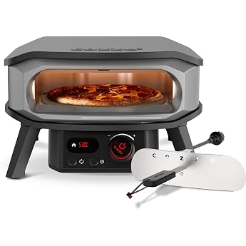 cozze 13 Inch Premium Rotate Electric Pizza Oven with Turning Stone Including Regulator and 2 m Plug - Perfect for Crispy Pizzas
