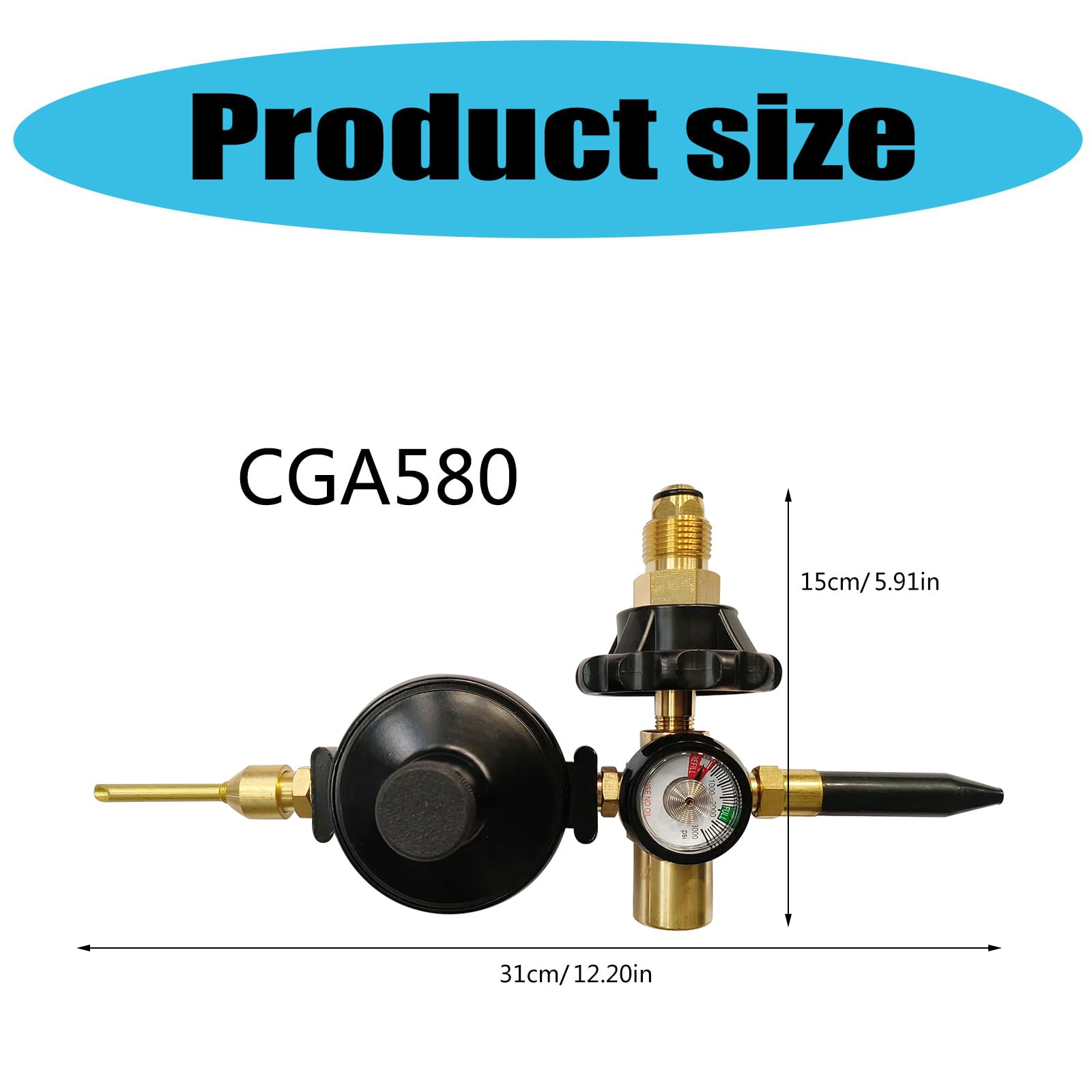 Ballonfüller mit Messgerät 0-3000PSI für CGA580 Tanks Ventile Regler Filler Party