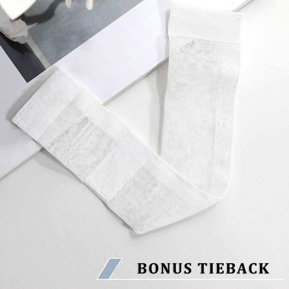 MIULEE 2 Panels Door Sheer Curtains Linen Textured 72 Inches Length for Sidelight Semi-Transparent Voile Panels Window Blinds for French Door 54 Inches Wide White