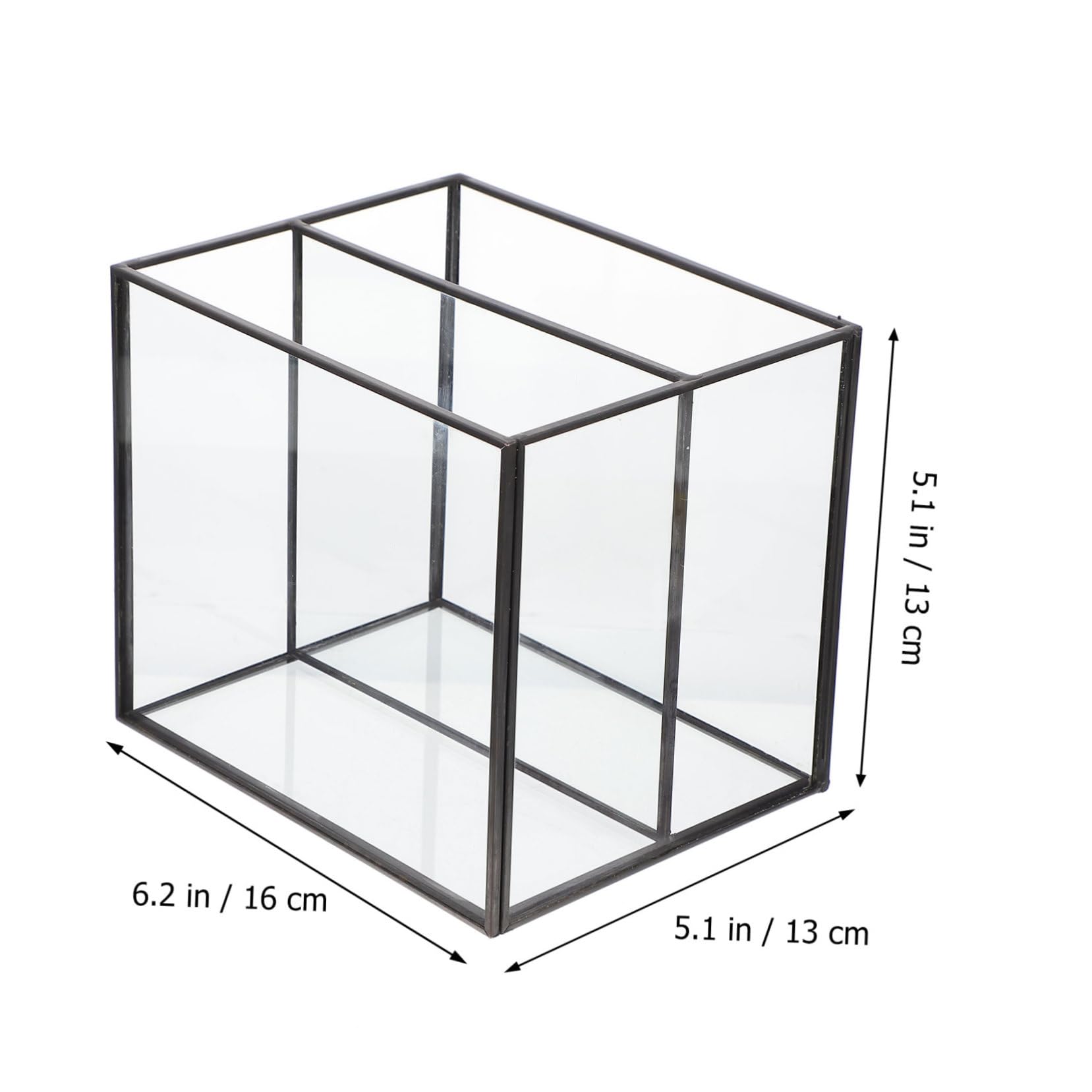 iplusmile Boîte De Rangement Pour Cosmétiques Et Bijoux Double Compartiment En Verre Et Laiton Noir Organisation Maison Bureau