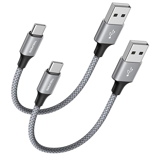Cable USB C corto de 1 pie, paquete de 2, carga rápida de 3A, cable de carga USB A a USB C trenzado para Samsung Galaxy S24 S23 S22 S21 S20 S10 S9