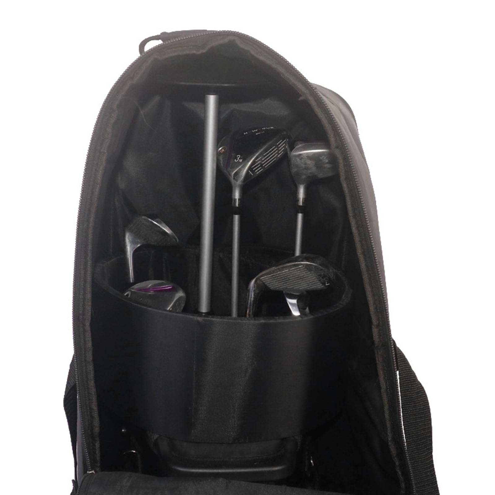 Funda de viaje acolchada con marco reforzado y diseño compacto para transporte de palos de golf