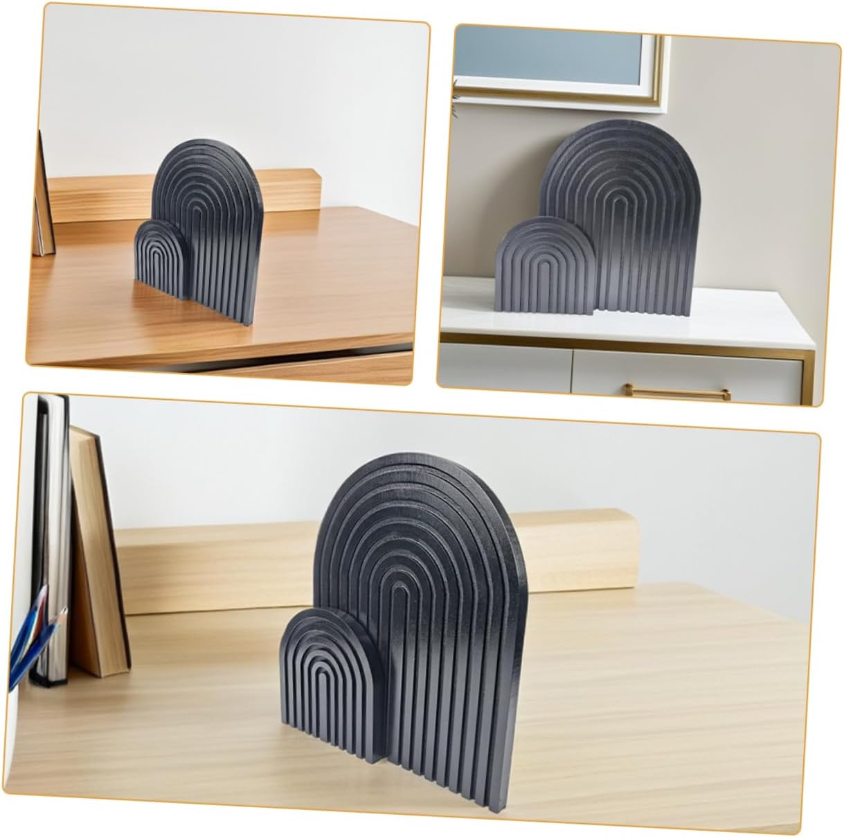 Cabilock 2pcs Wooden Rainbow Arch Decor Aesthetic Home Decor for Living Room Kitchen Bedroom Modern Boho Style Decorative Objects Easy Installation for Fireplace Mantel and Table Use