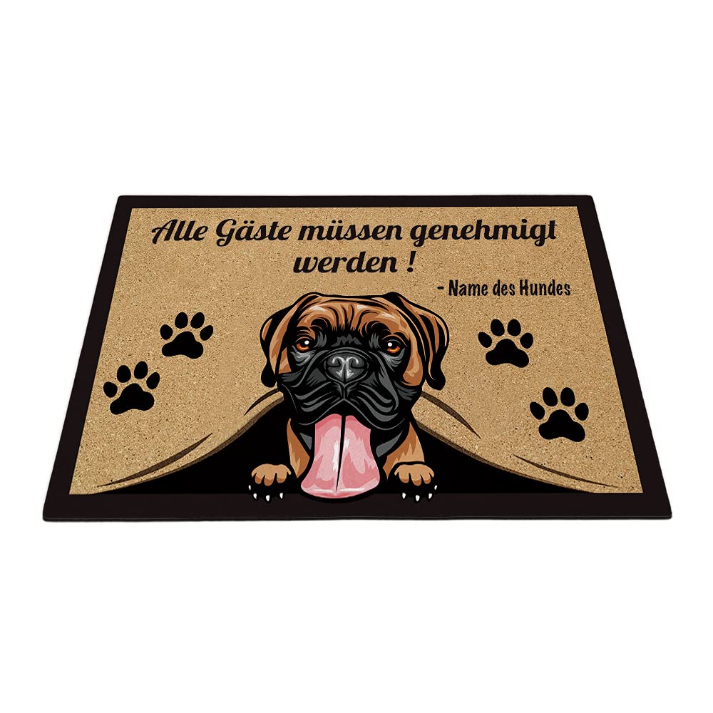Benutzerdefinierte Fußmatte mit Meinem Liebeshund Boxer Hund Alle Gäste müssen genehmigt Werden Bodenmatte 70 x 45 cm