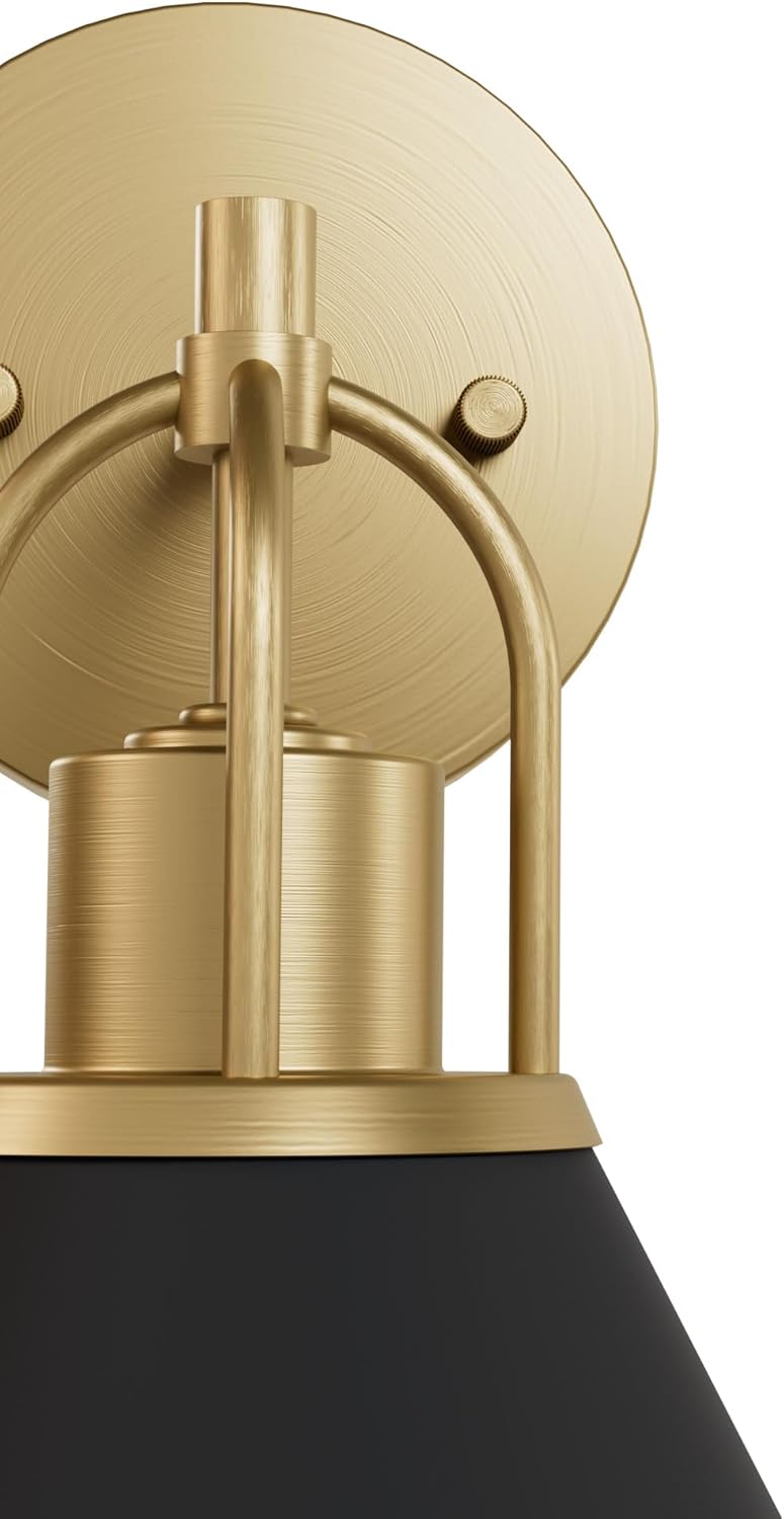 Hunter - Carrington Isle 1-Light Matte Black, Small Sconce Light, Dimmable, Casual Style, for Bedrooms, Kitchens, Foyers, Bathrooms - 13166