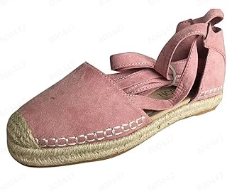 Sandalias para mujer, alpargatas con cordones, sandalias planas de un solo color, sandalias con correa en el tobillo, puntera cerrada, sandalias de ocio, zapatos de verano, zapatos planos