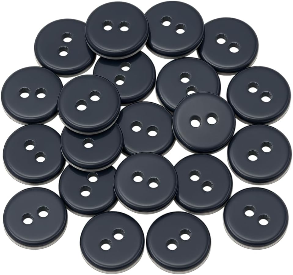 White Buttons for Sewing 24 Pcs 0.40 inch with Navy Side Buttons for Shirt 2-Hole 16L Round Plastic Sew on Heavy Duty Bulk Ideal for Dress Skirt Shirt Pants Uniform Craft DIY Project Decor - Image 8
