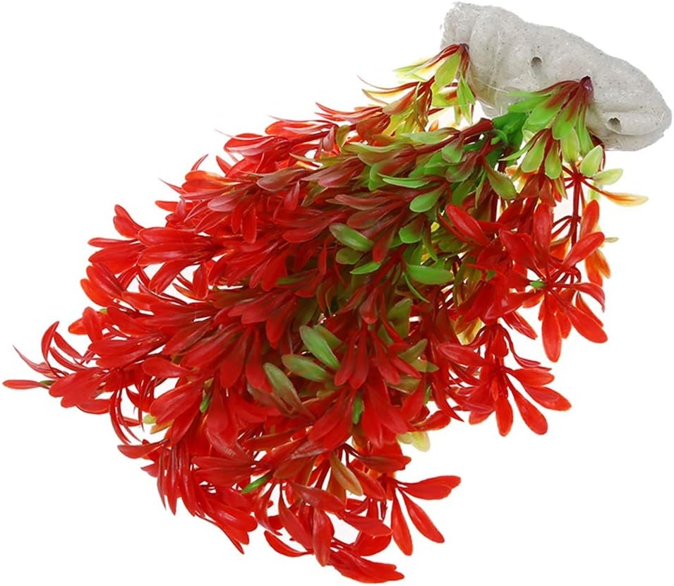 Artificial Plastic Plant Decoration for Aquarium Fish Tank Red Green Color