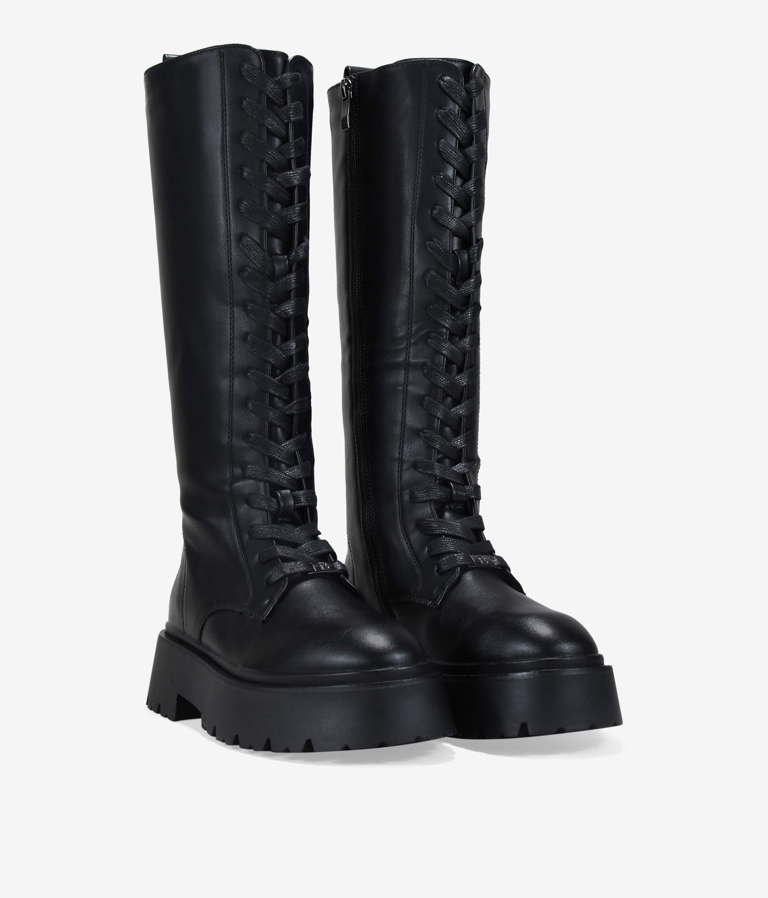 BOSANOVA Botas Altas Estilo Militar para Mujer con Cordones, Tirador Trasero y Suela de Plataforma Dentada. Cierre con Cremallera Interior. Calzado para Mujer