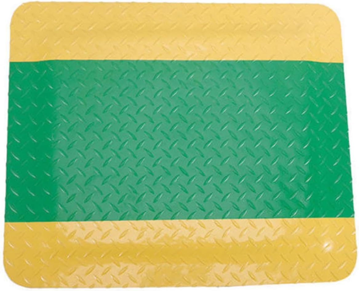 Ergonomic Anti-Fatigue Mat with Yellow Border for Workshop & Laboratory, Non-Slip Support Floor Mat, Green, 80x140CM - Ideal for Standing Workstations