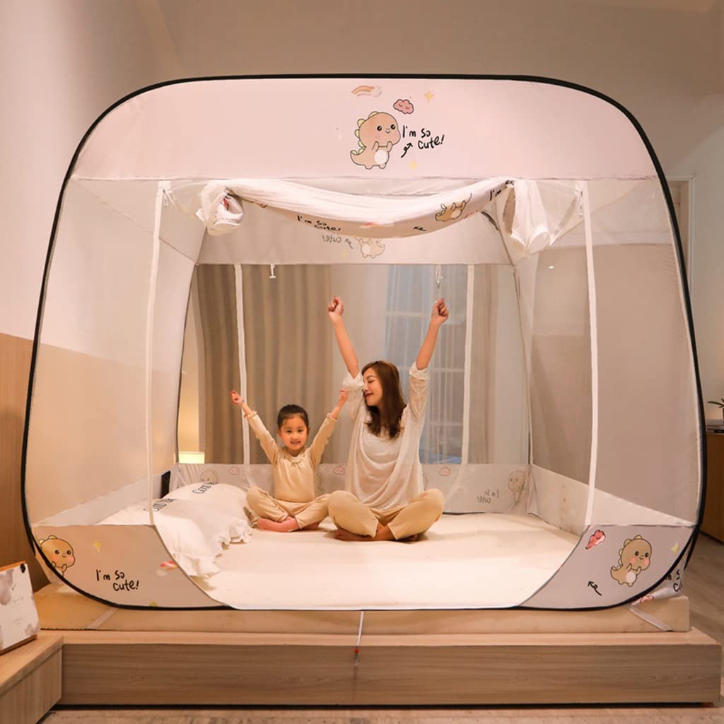 Moustiquaire lit yourte toit carré pliable installation gratuite 3 portes OKUOKA 2.0x2.2m