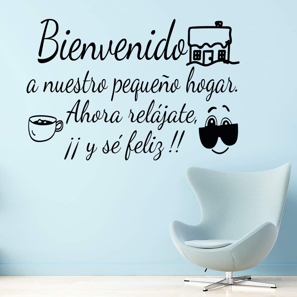 Frase Vinilo "BIENVENIDO A NUESTRO PEQUEÑO.." Vinilos decorativos vinilo frases motivadoras para pared. Vinilo para decorar habitaciones .Docliick DC-18044 (Vinilo de corte, 240x120cm)