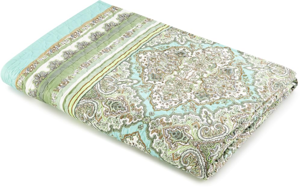 Bassetti Marechiaro 9328497 Bedspread 100% Cotton Pistachio Green V1 220 x 255 cm