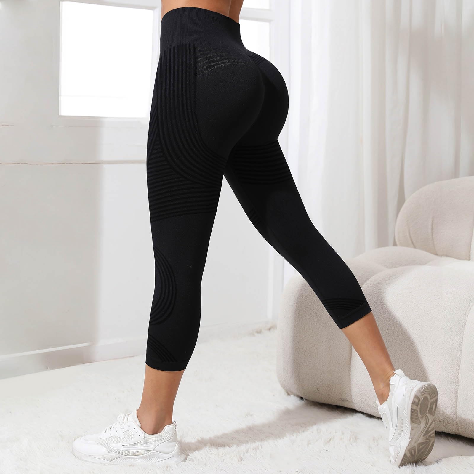 Legging Anti Cellulite Femme Compression 3D Minceur Leggings Femme Taille Haute sans Couture Push-Up Opaque Yoga Fitness Pantalon Sport
