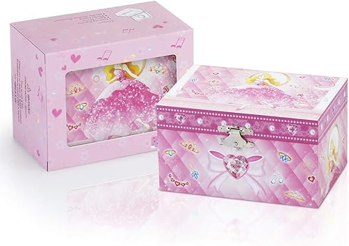 Miniatura 6 de Caja de joyería musical para niñas y joyas con lindo tema de princesa - Beautiful Dreamer Tune Pink