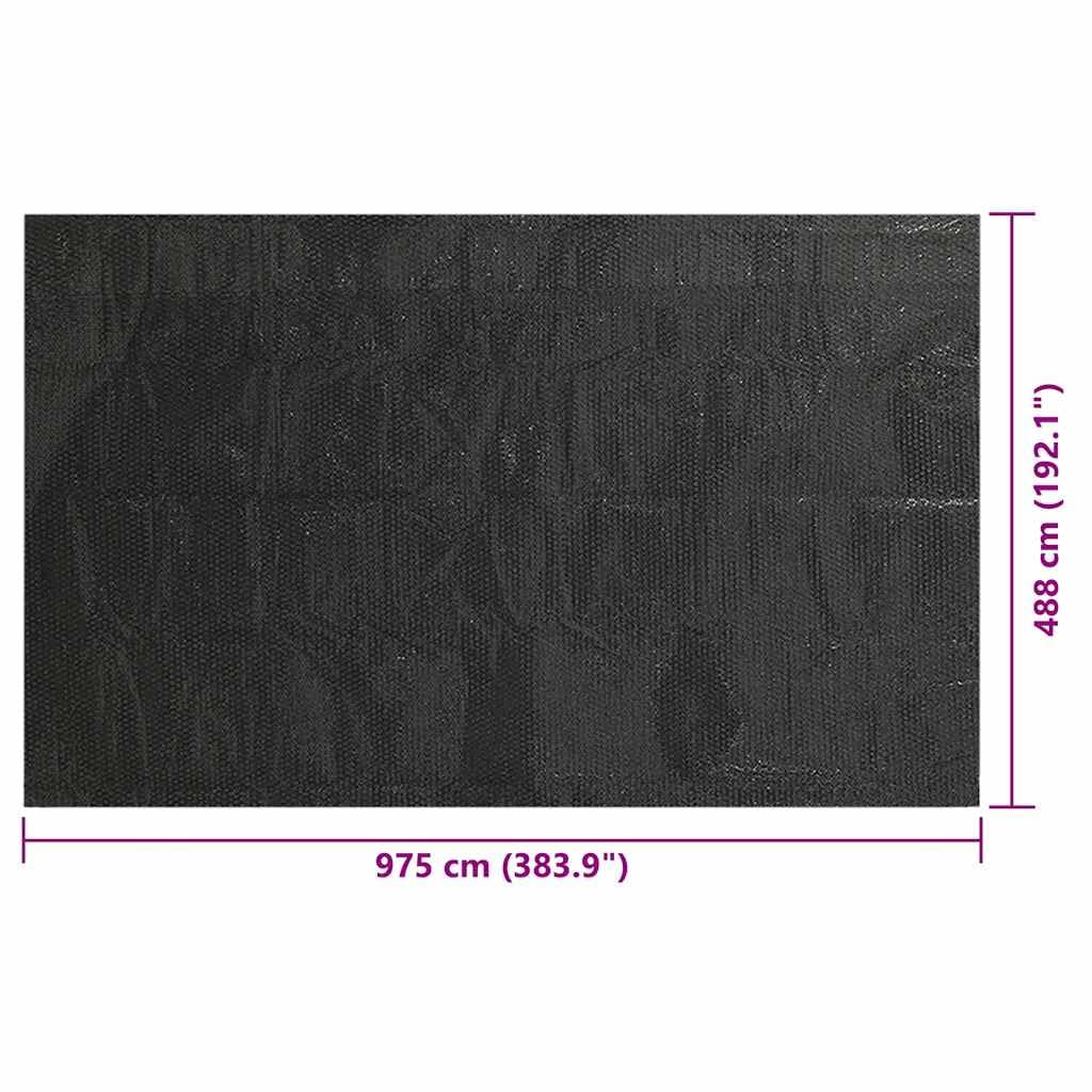 Copertura per piscina, nera, 975 x 488 cm, in polietilene, con camere d'aria, telone solare come protezione dal calore e dall'evaporazione, copertura per piscina per prolungare la stagione