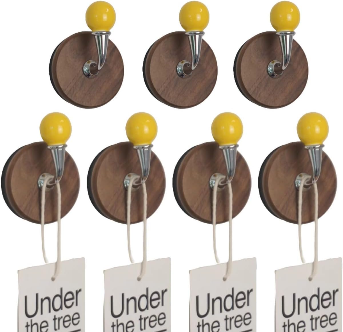 7 Pcs Colorful Magnetic Hooks Heavy Duty Magnet Hook Strong Neodymium Magnetic Coat Hooks Magnetic Hanger for Refrigerator, Metal Door, Locker for Hanging Towel, Coat, Bag, Umbrella (Yellow)