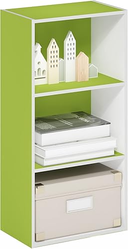 Furinno Luder - Estantería abierta de 3 niveles, verdeblanco