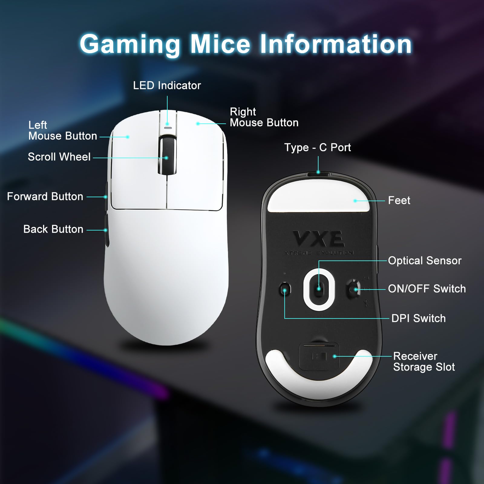 R1 SE+ Mouse da gioco wireless, 18000 DPI, sensore PAW3395SE ad alta precisione, leggero 55 g, tre modalità di connessione, mouse ergonomico programmabile, adatto per laptop/PC/Mac (bianco)