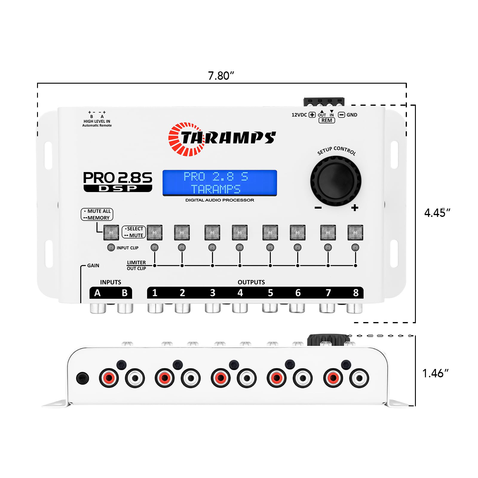 Taramps Pro 2.8S White - Ecualizador de procesador de audio de 8 vías