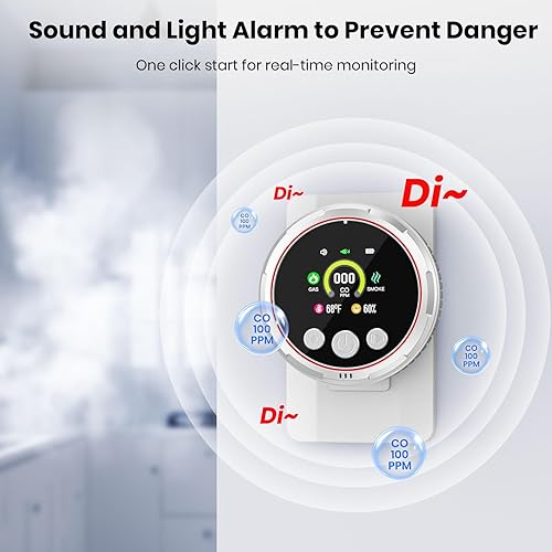 Miniatura 6 de Detectores de monóxido de carbono 5 en 1, detector de fugas de gas natural, detector de humo y monóxido de carbono enchufable en la pared, pantalla