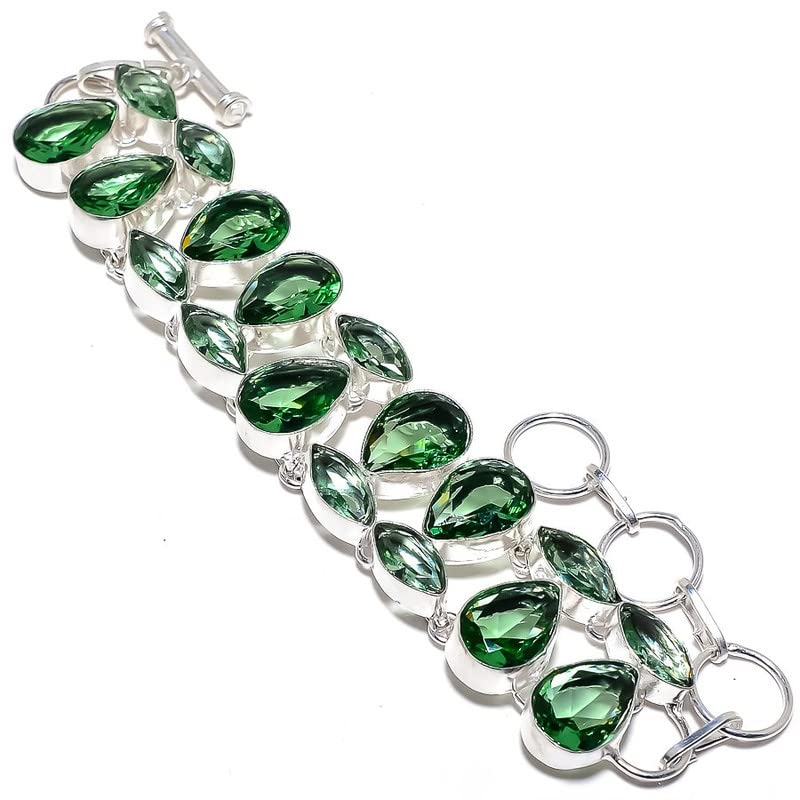 Bracelet péridot vert et quartz fait main le cadeau idéal pour elle