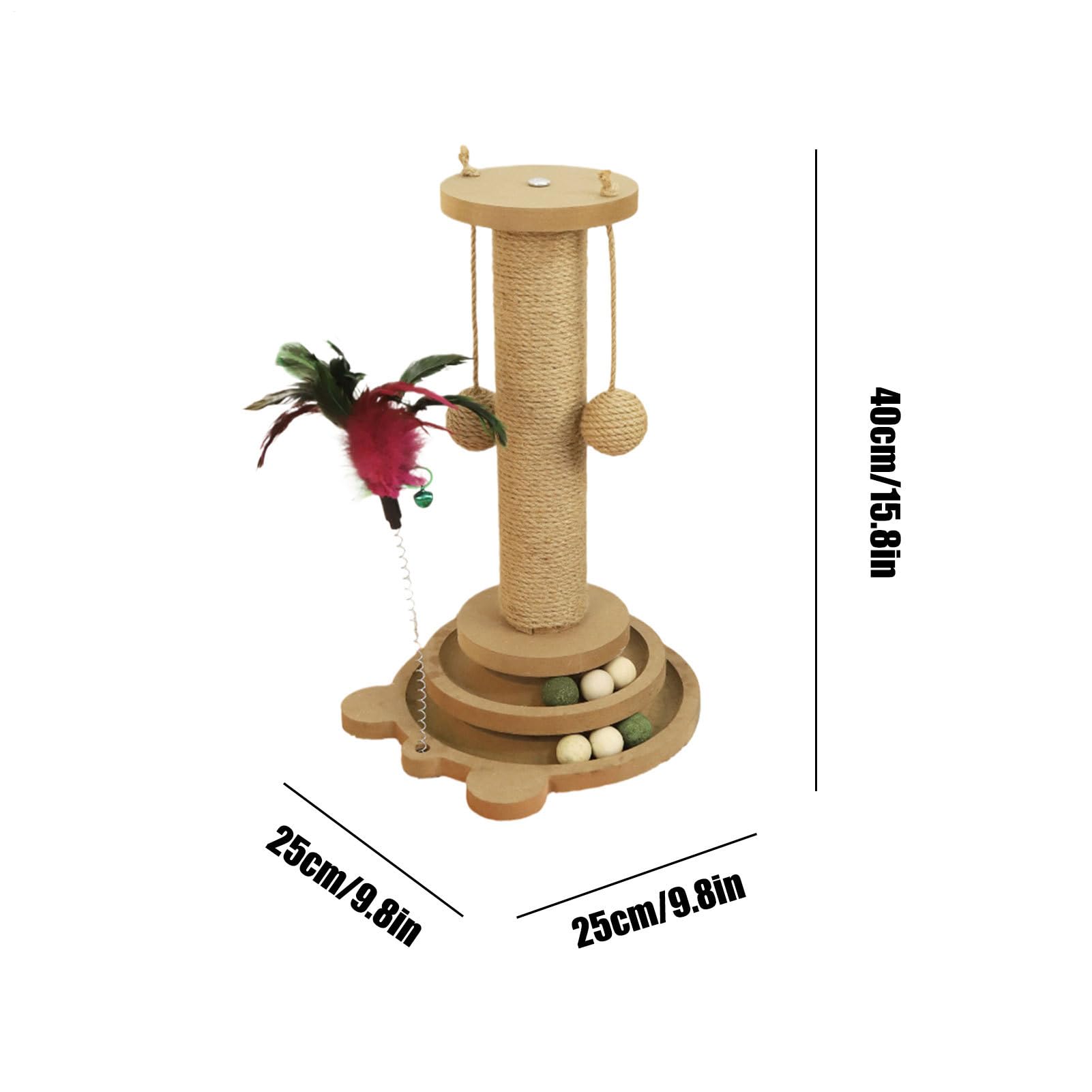 Griffoir À Griffes pour Chat Circuit À Balle pour Chat | Cadre d'Escalade Vertical avec 2 Boules de Sisal Adapté aux Grandes et Petites Tailles Zone de Détente pour Chaton