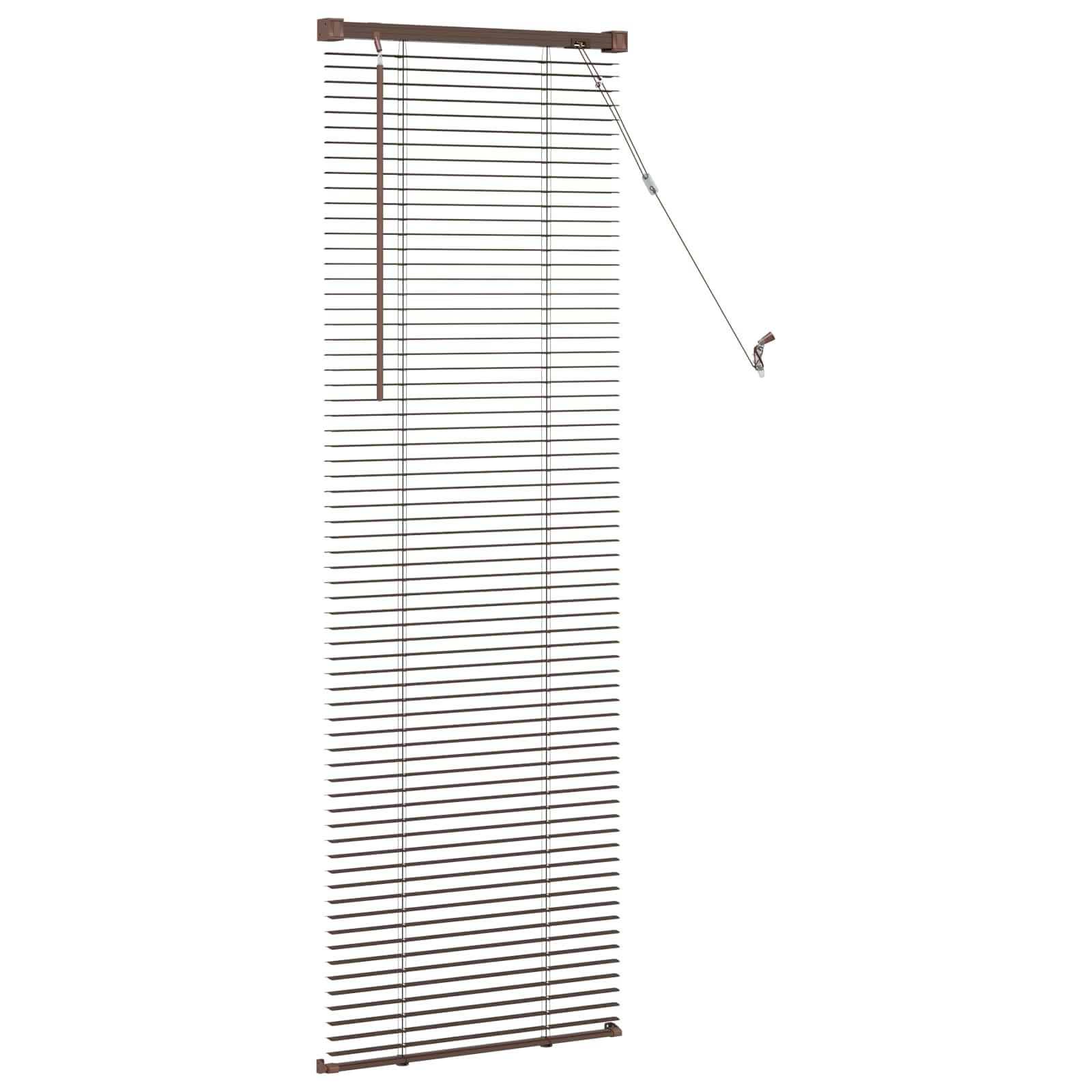 Jalousie Dunkelbraun mit Muster, PVC 25 mm, 150 x 40 cm, Sichtschutz Sonnenschutz Verdunkelung, Blickdicht für Büro und Innenbereich, mit Montageset zur Wand oder Fenster