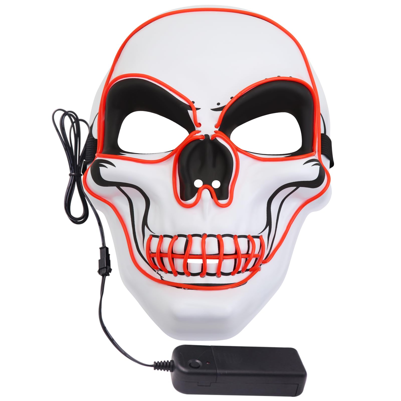 Halloween Mask with LED Lights - Scary Light-Up Mask for Costume Parties Cosplay, Masquerade & Carnival Festivals (white D)