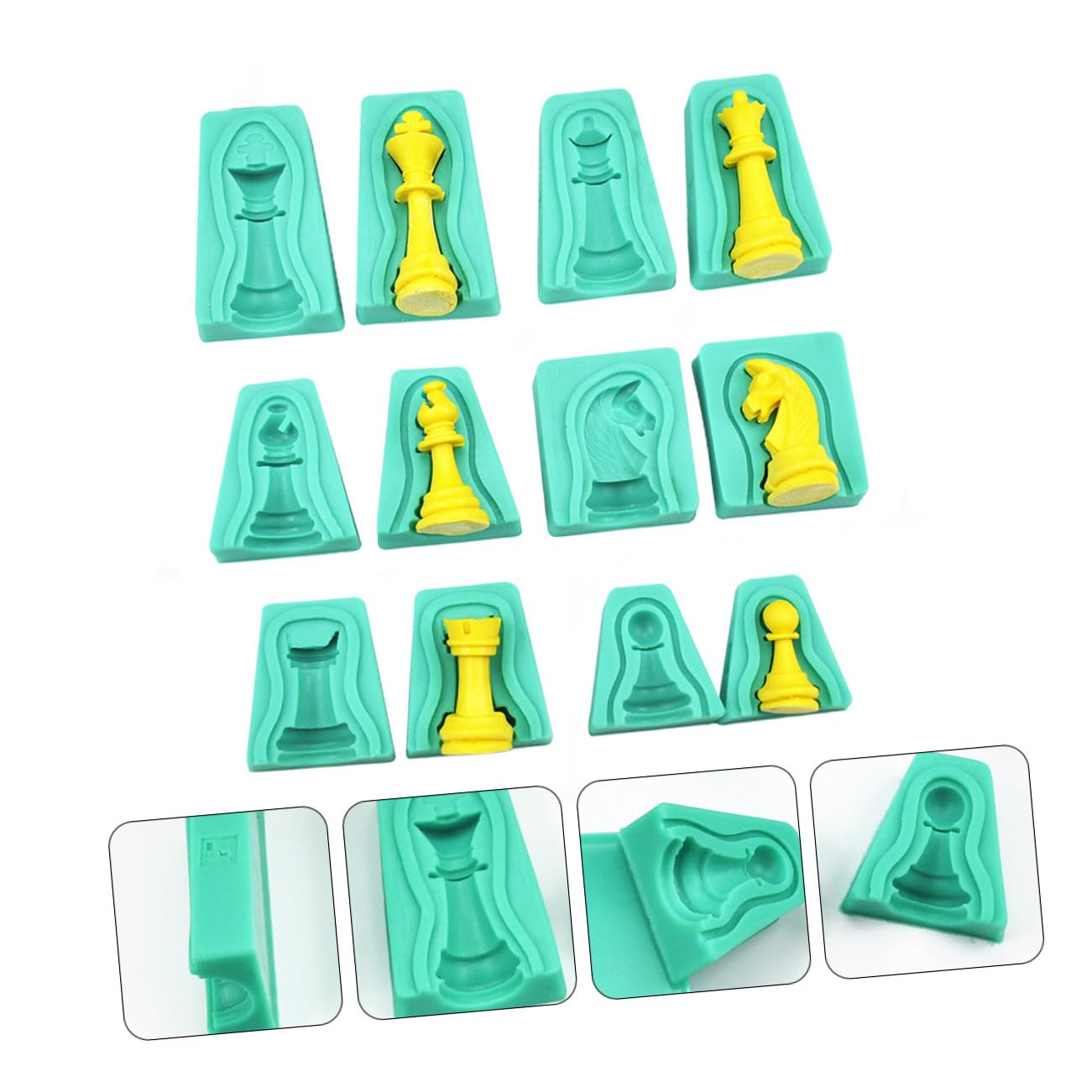 Moule en Silicone Vert 12 Pcs D’échecs pour Chocolat