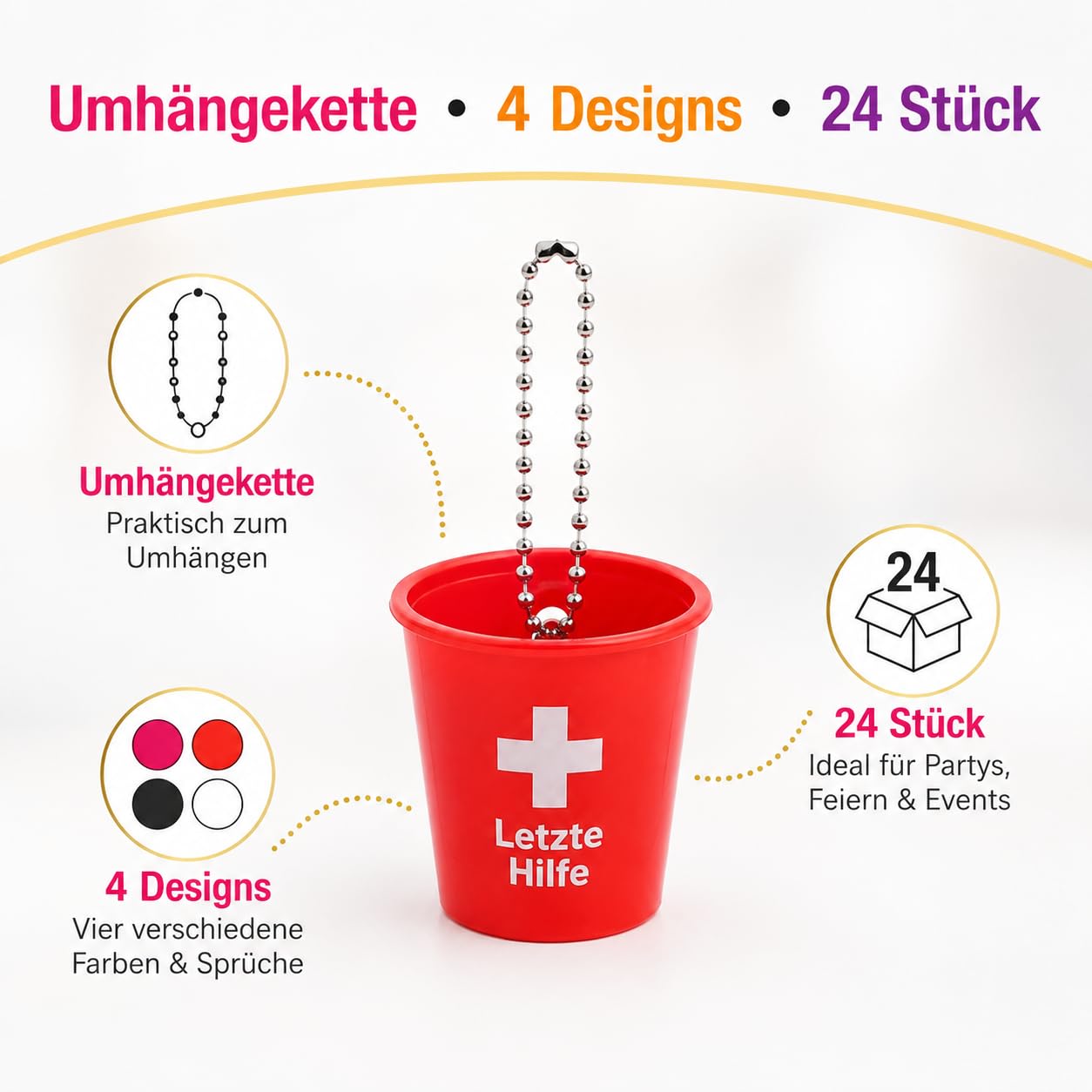 MIJOMA Set di 24 bicchierini da shot in plastica da appendere