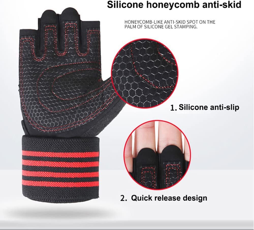 Guantes para mujeres y hombres, guantes de levantamiento de pesas para gimnasio, ejercicio físico, mancuernas, guantes de gimnasio acolchados transpirables y antideslizantes, 1 par (color: C, ta