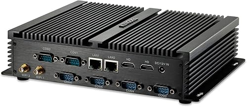 KINGDEL Mini computadora de escritorio sin ventilador, potente PC industrial con CPU Intel i7, 8 GB de RAM, 128 GB SSD, 2 NICs, 2 puertos HD, 4 USB