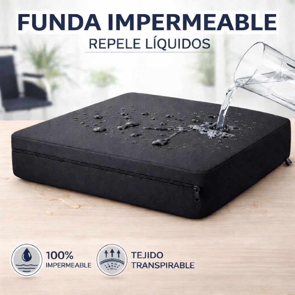 Dear Friend | 2 Cojínes Antiescaras Viscoelástico para Silla de Ruedas 40x39x8 cm con Funda Impermeable y Antideslizante – Cojín antiescaras postural para Mayores Fabricado en España