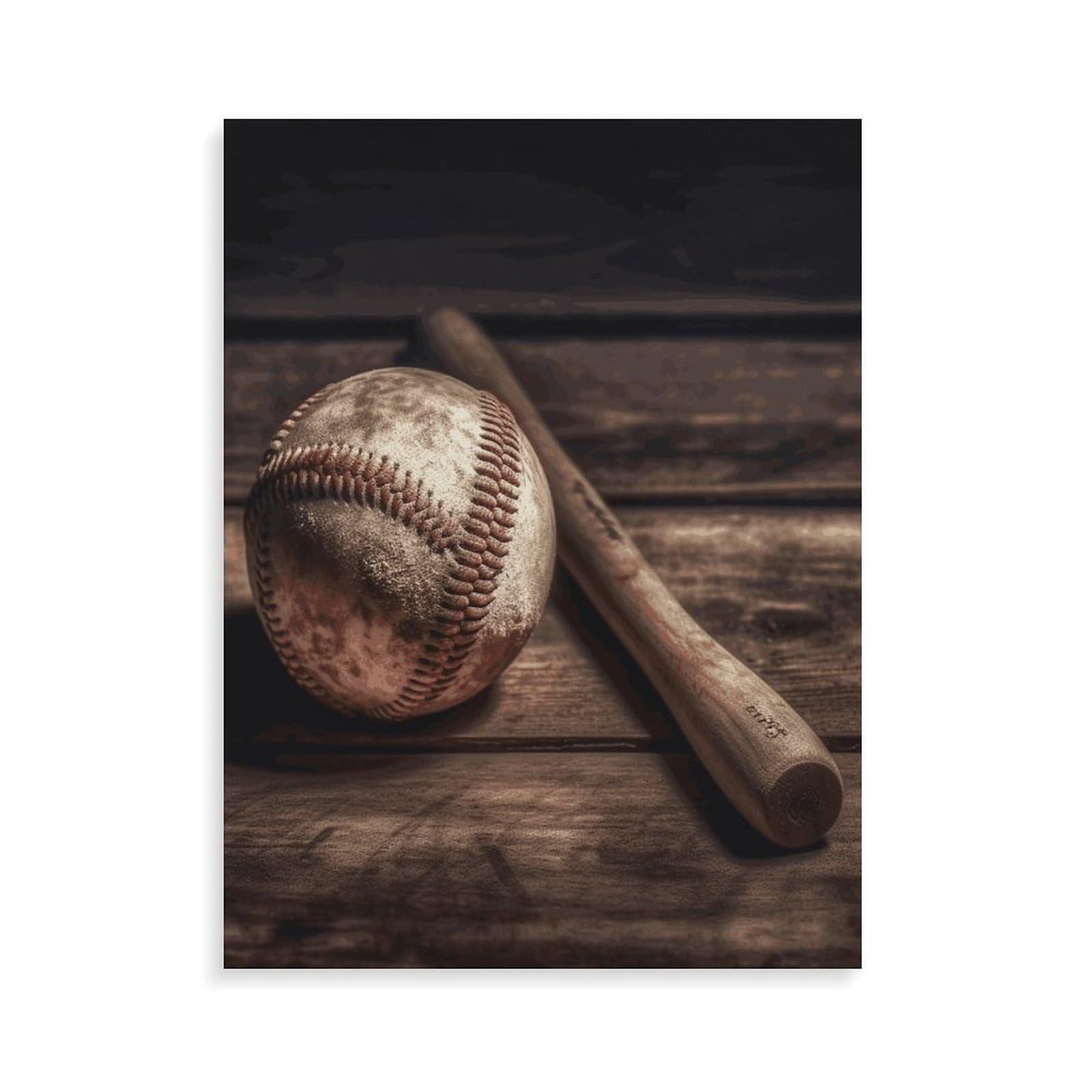 TKJMCSW Malen nach Zahlen aus Holz mit Baseball auf Holz, Malen-nach-Zahlen-Set für Erwachsene, Anfänger, Erwachsene, Malen-nach-Zahlen-Set auf Leinwand, DIY-Acrylölfarben, Gemälde mit Pinseln als