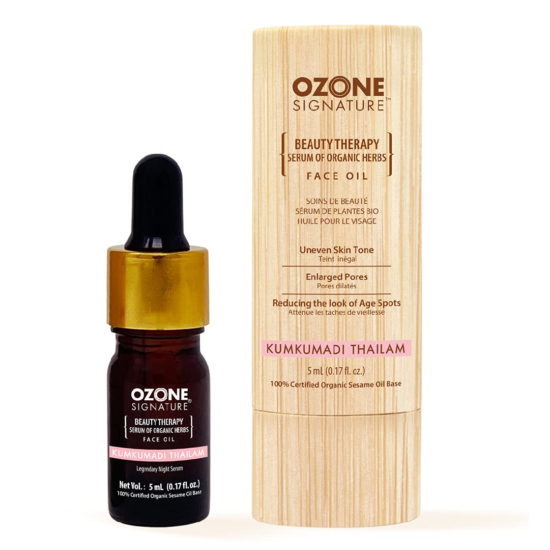 Ozone Signature Kumkumadi Tailam Face Oil | Face Serum For Men & Women | Ideal For All Skin Type Pigmentation, Anti Aging & Uneven Skin Tone | 5 ml